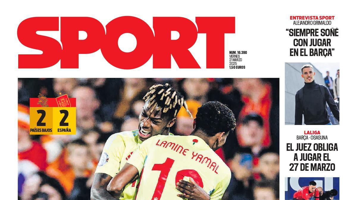 Esta es la portada de SPORT de hoy viernes, 21 de marzo de 2025