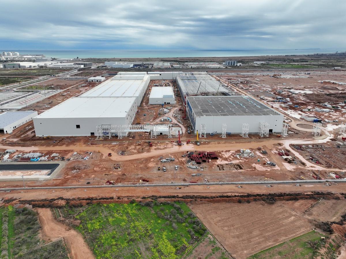 Vista aérea de la gigafactoría de baterías de Volkswagen en Sagunt.