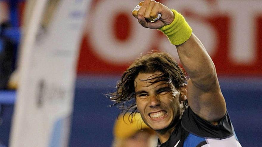 Nadal salta para celebrar el triunfo sobre Haas. / tim wimborne