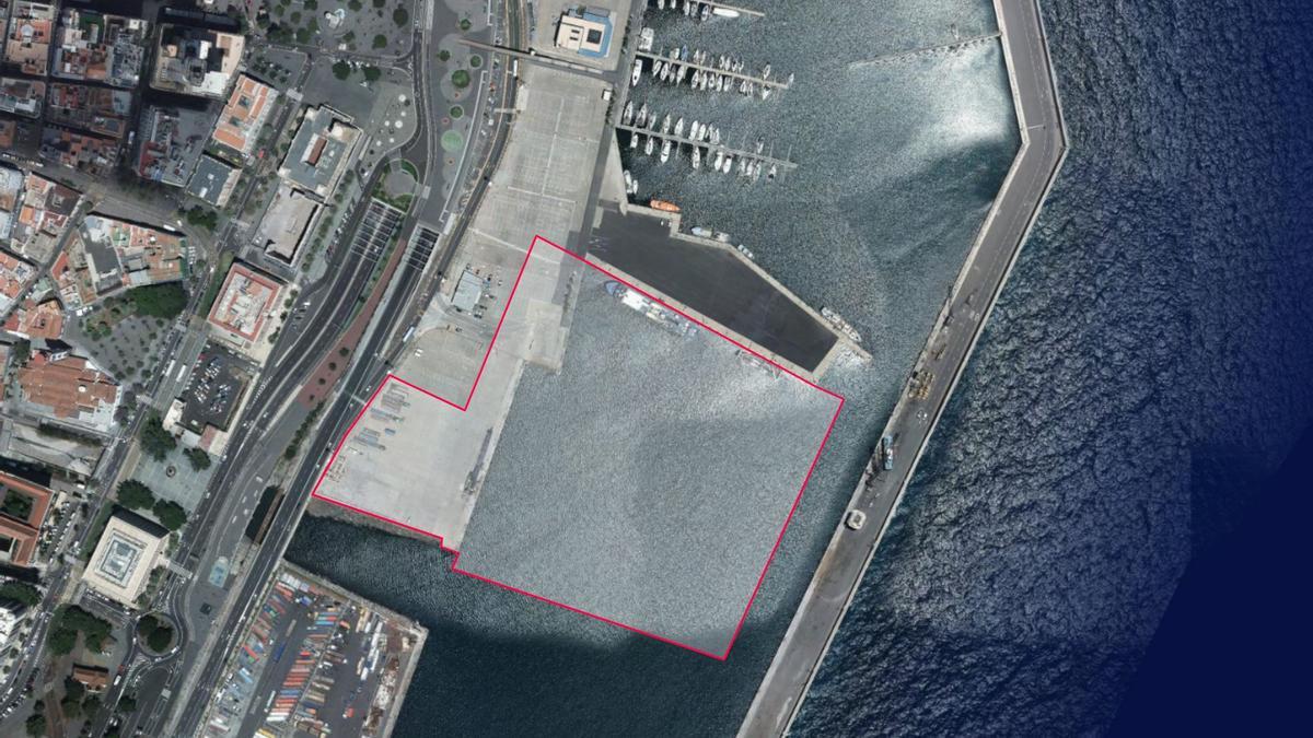 Zona en la que está prevista la construcción de la segunda marina del Puerto de Santa Cruz.