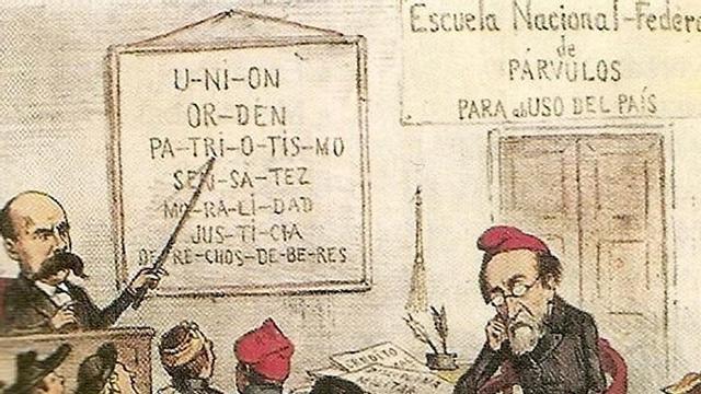 Caricatura de Pi i Margall desbordat per les aspiracions cantonalistes, a la revista ‘La Flaca’. | ARXIU