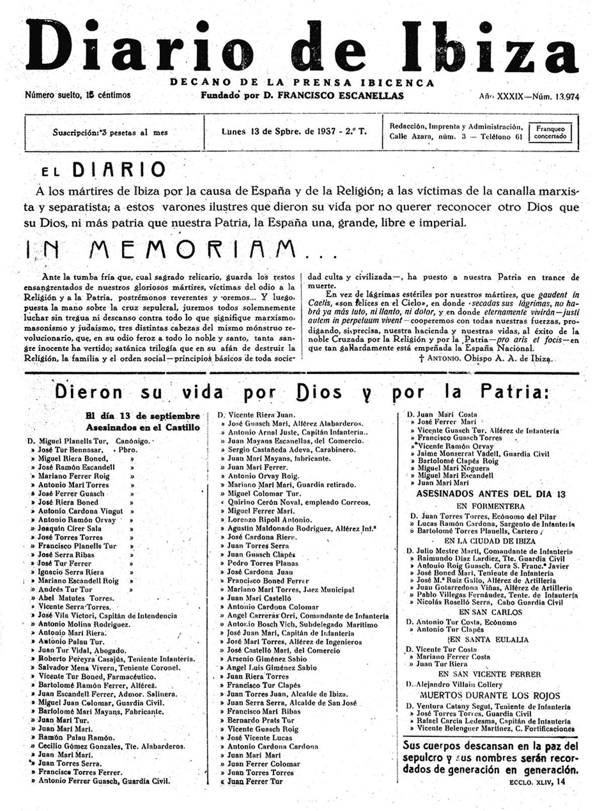 13 de septiembre de 1937. Atacado un buque alemán en Ibiza. El ataque de la Armada republicana al acorazado alem´n 'Deutschland', fondeado en el puerto de Ibiza, provoca 30 muertos.