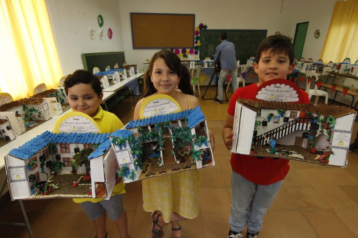 Muestra de escolares sobre patios en miniatura