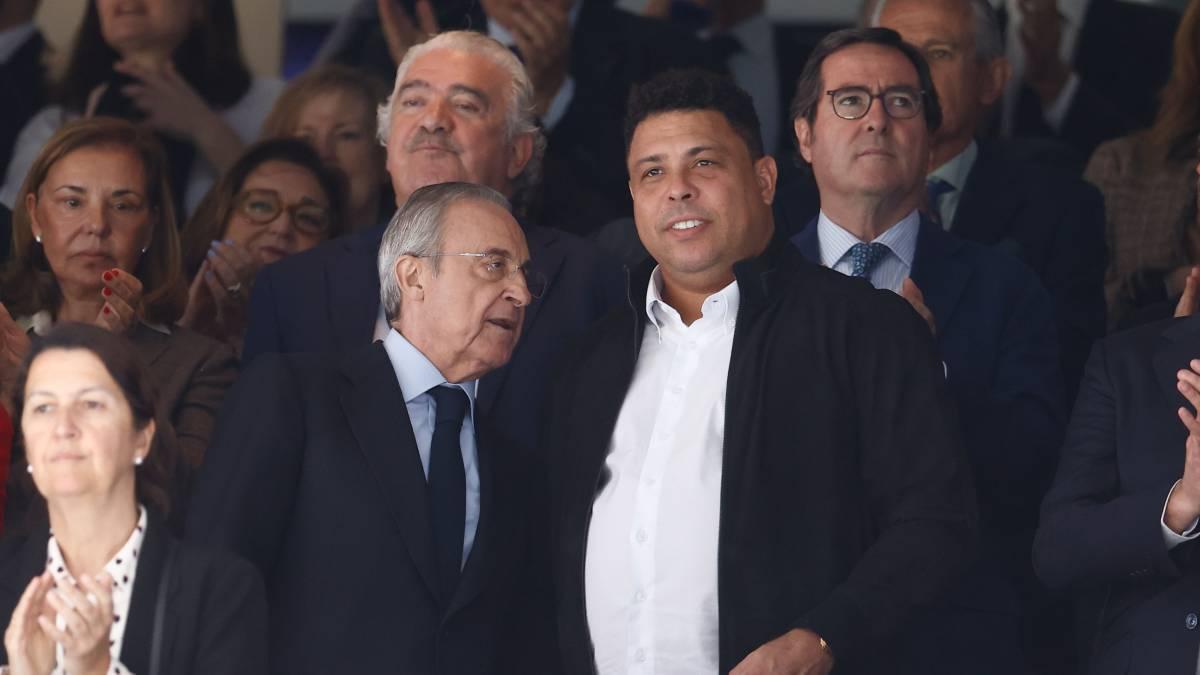 Florentino, junto a Ronaldo en el palco del Bernabéu