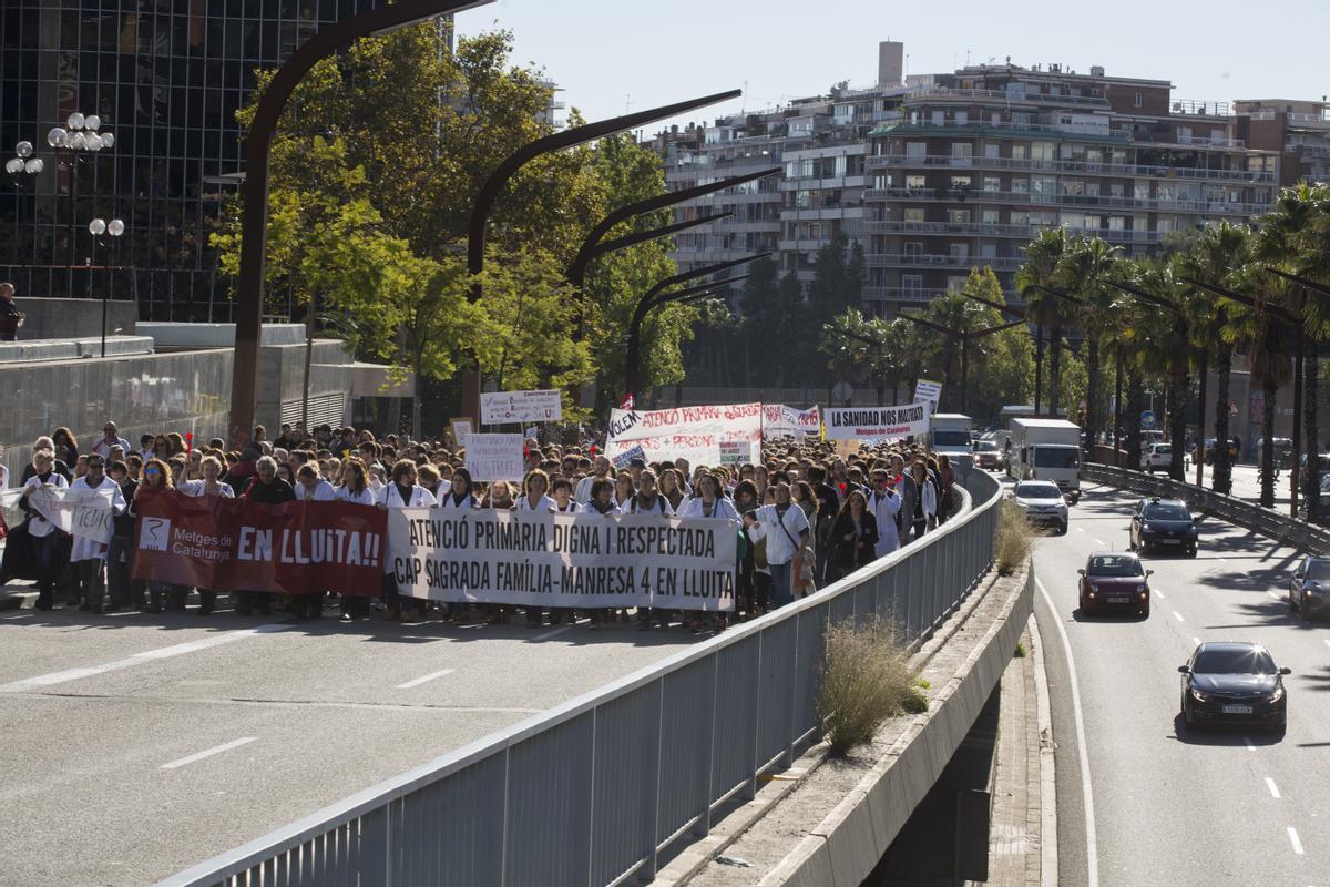 Huelga de médicos de primaria en Barcelona, en noviembre del 2018.