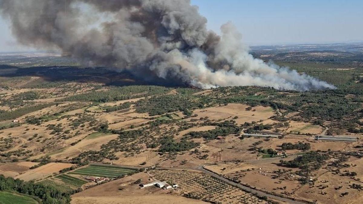 Imagen de archivo de un incendio en la provincia de Badajoz.