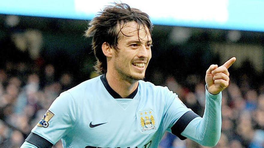 David Silva con el Manchester City