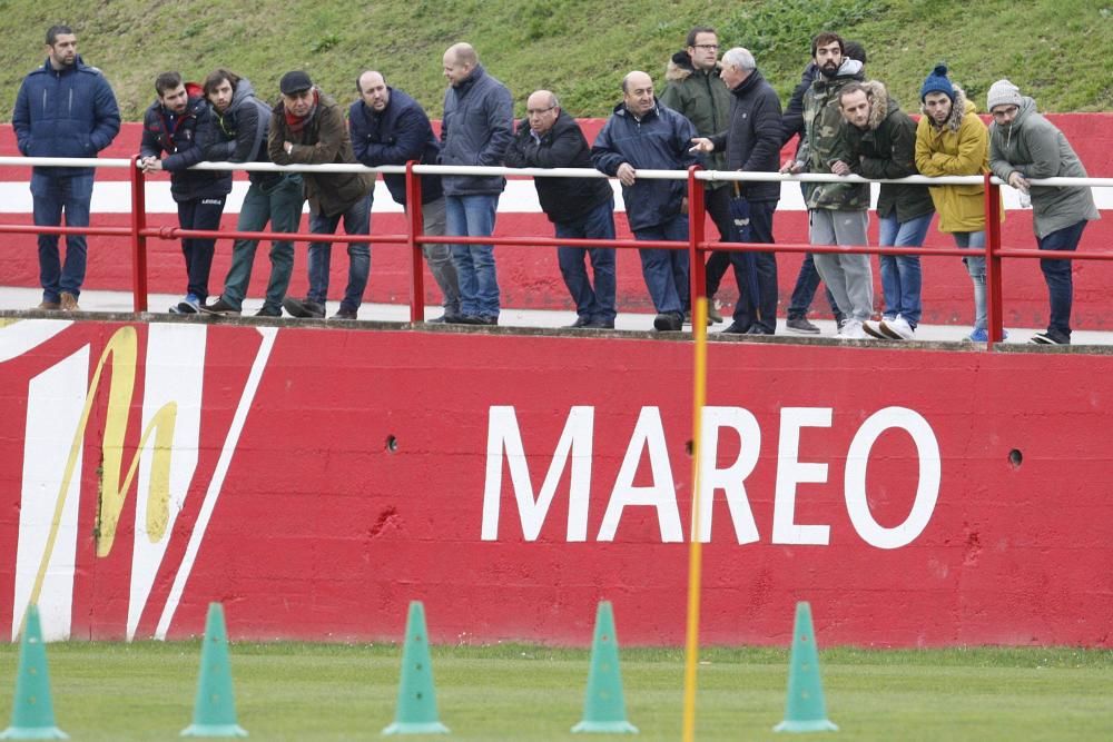 Rubi dirige su primer entrenamiento como técnico del Sporting