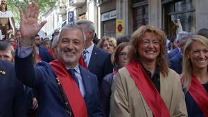 Jaume Collboni y Laia Bonet, en los actos de la Mercè