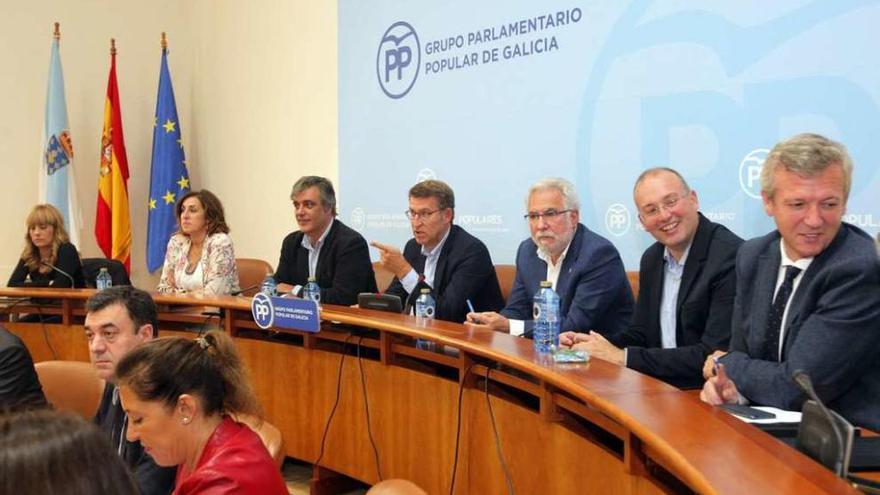 Feijóo, ayer, presidiendo la reunión del grupo parlamentario del PP.