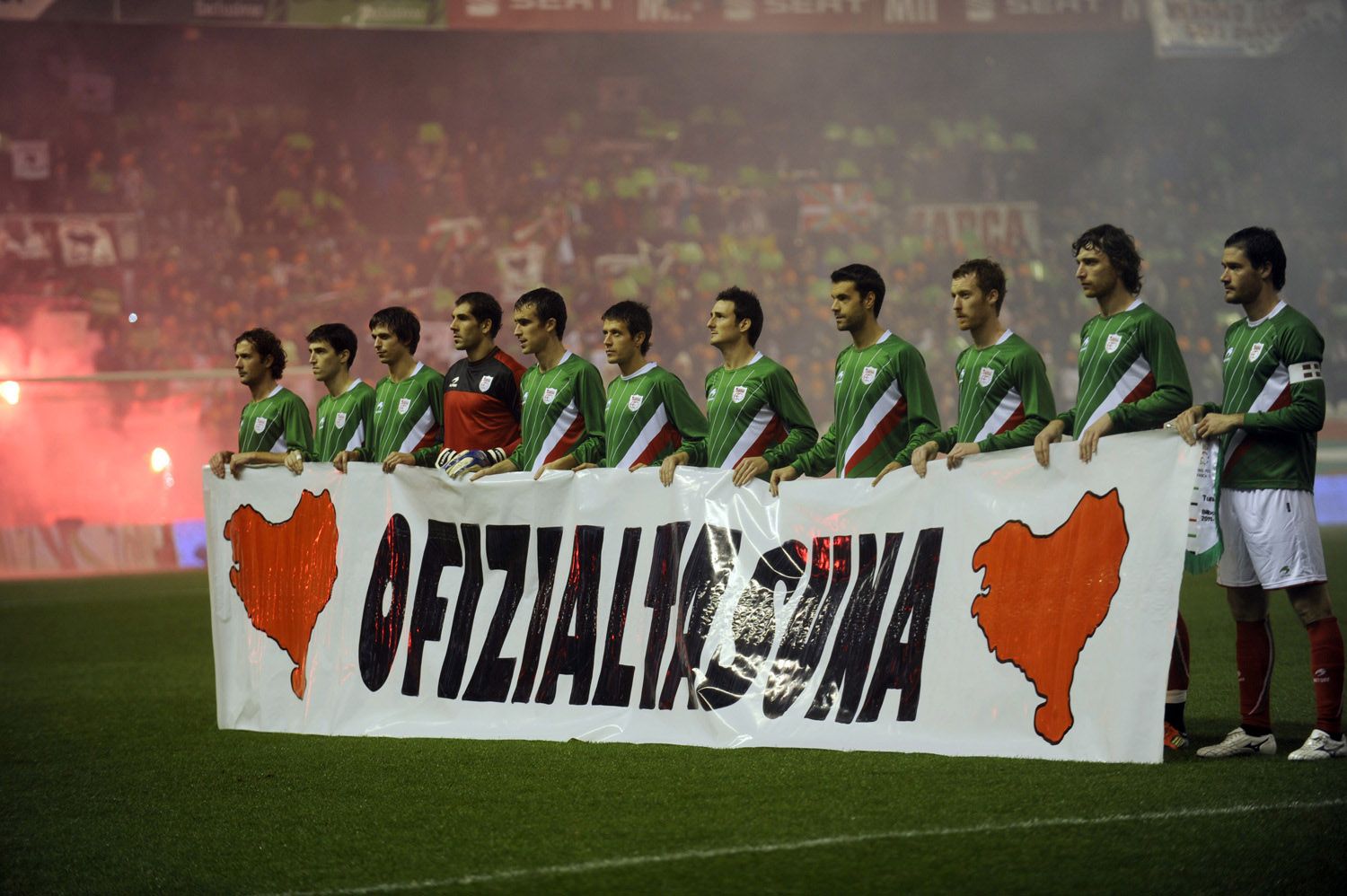 Imagen de un partido de la selección de Euskadi de fútbol.