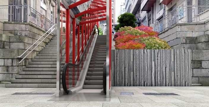 Infografía de las escaleras mecánicas proyectadas en Loriga. // FdV