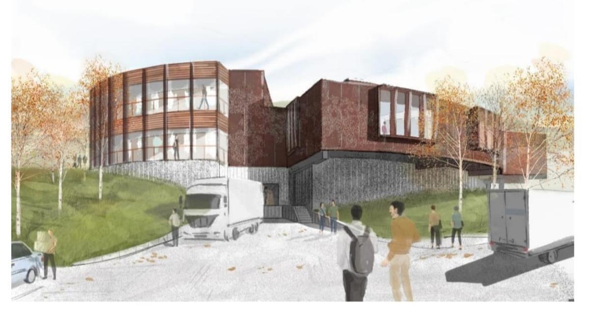 Recreación de cómo quedará el edificio de Granda que albergará el gran centro de Cogersa en Siero.