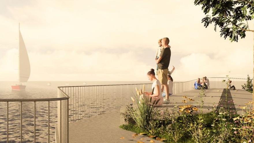 El Puerto de Vigo inicia la obra de la plaza con mirador junto a la playa de Arealonga