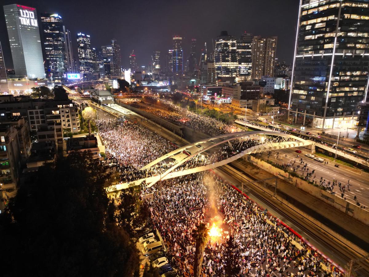 Protest against the government controversial justice system reform in Tel Aviv