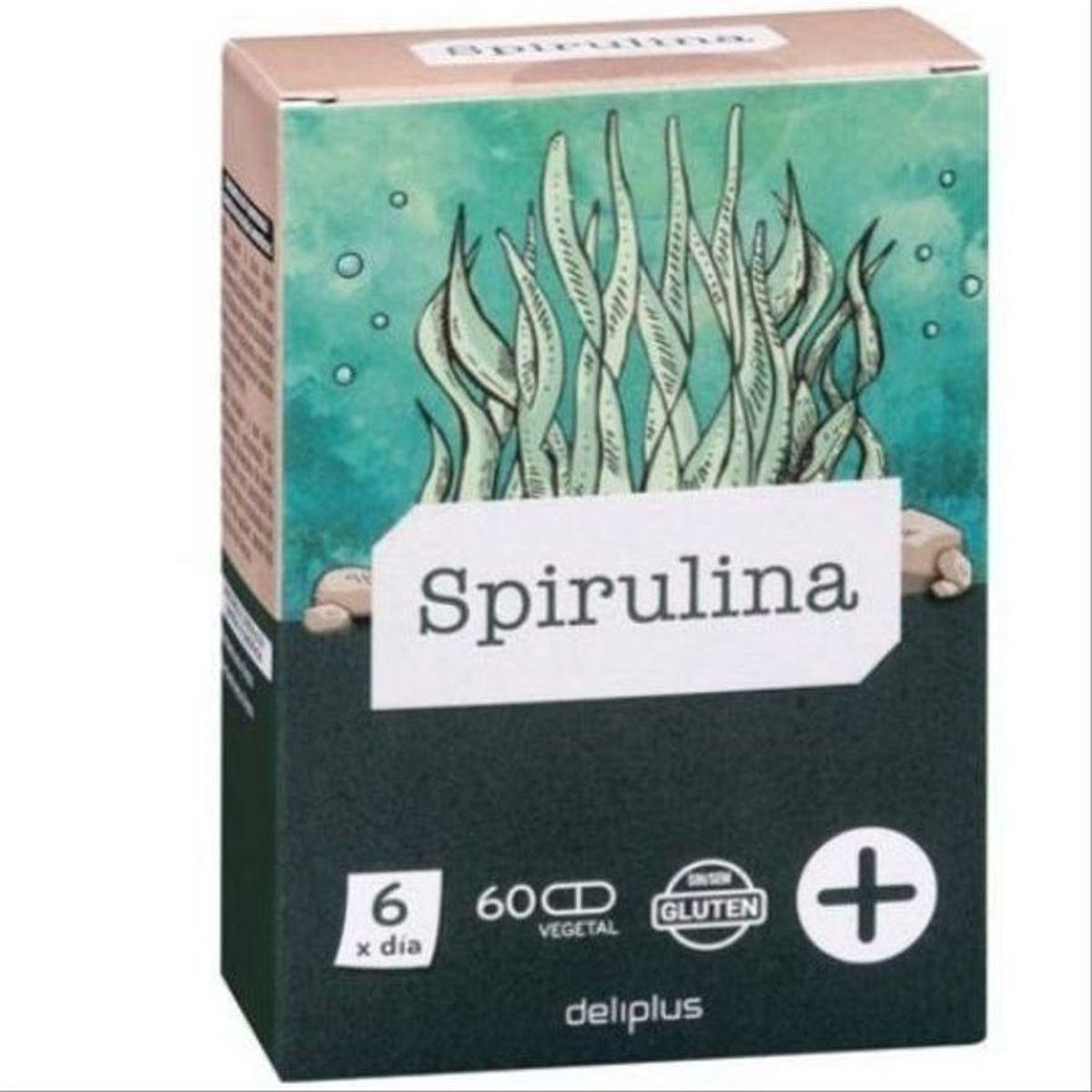 Caja de espirulina de Deliplus, de venta en Mercadona.