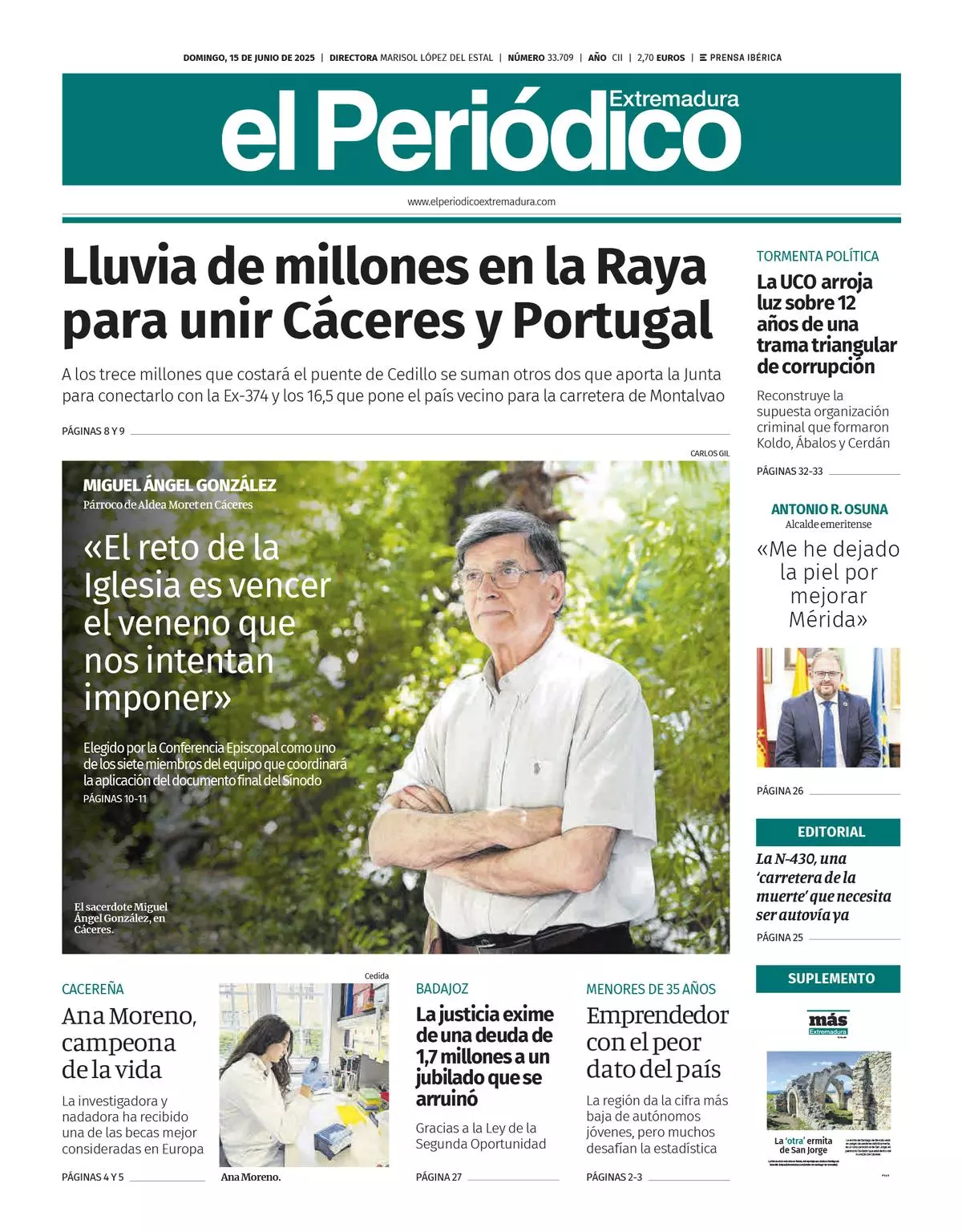 Consulta la portada correspondiente al día 15 de junio de 2025