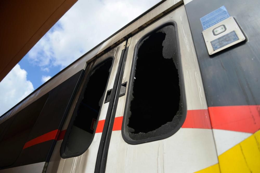 Se incendia un tren en la estación de Binissalem