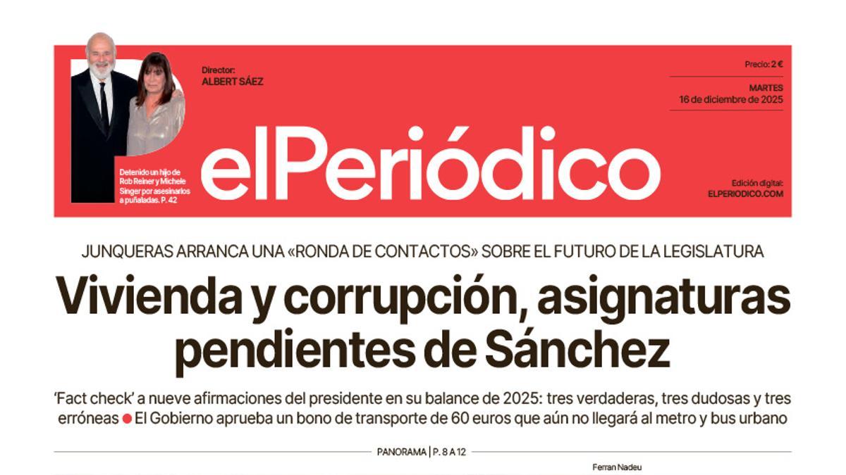 La portada de EL PERIÓDICO del 16 de diciembre de 2025