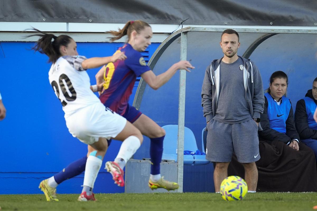 Marc Ballester, en el Badalona Women-Barça que es va disputar a Palamós.