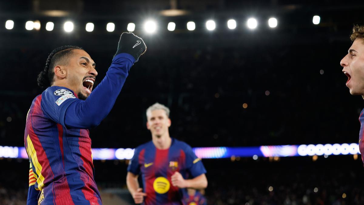 El cohete de Raphinha que da el tercer gol del Barça