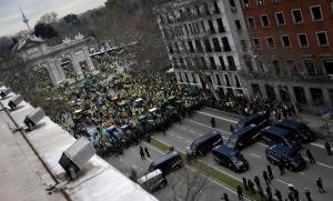 La manifestación de agricultores en el centro de Madrid.