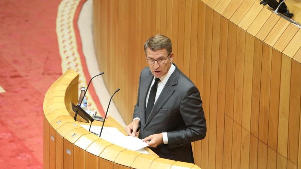 Alberto Núñez Feijóo, en el Parlamento gallego.