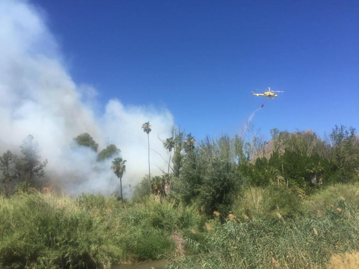 Un incendio forestal en el Menjú de Cieza rodea un Un incendio forestal en el Menjú de Cieza rodea un