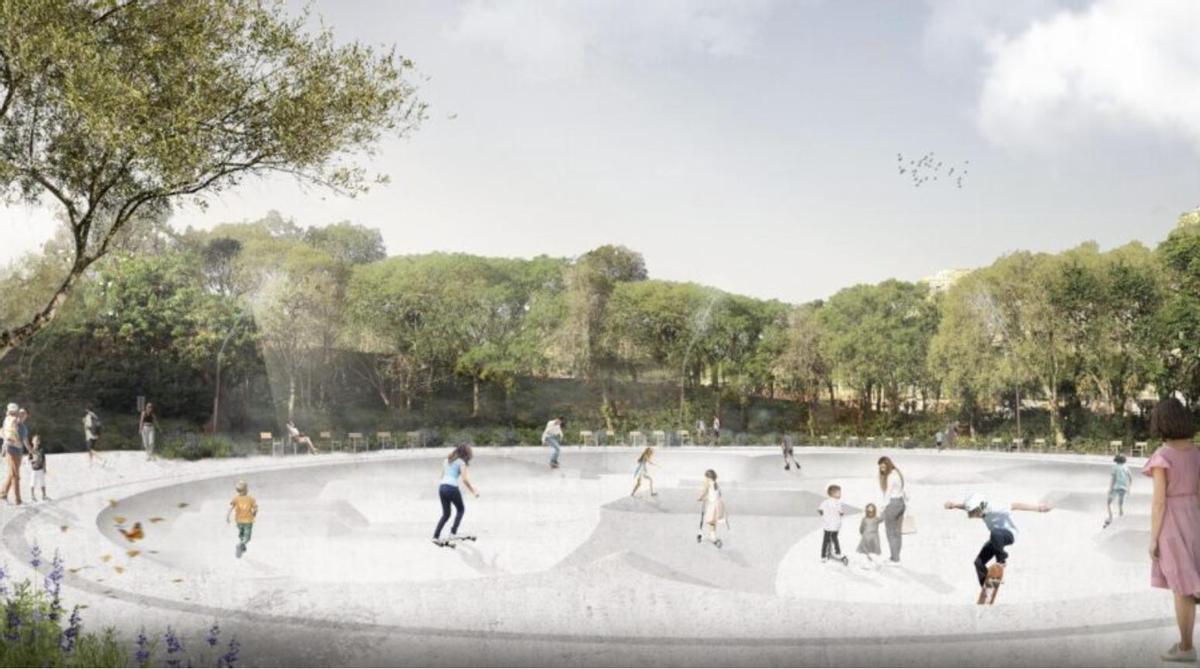 El 'pump track' de la futura plaza, en una imagen virtual.