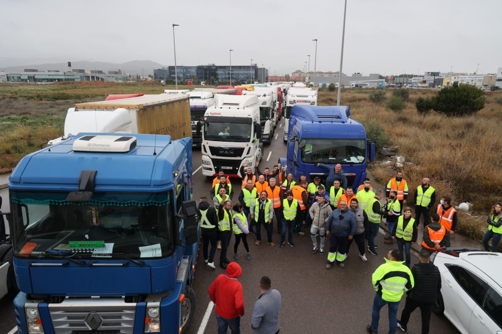 Protesta de camioneros en Castellón