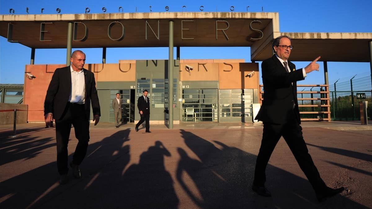 Torra sale de la prisión de Lledoners, este miércoles.