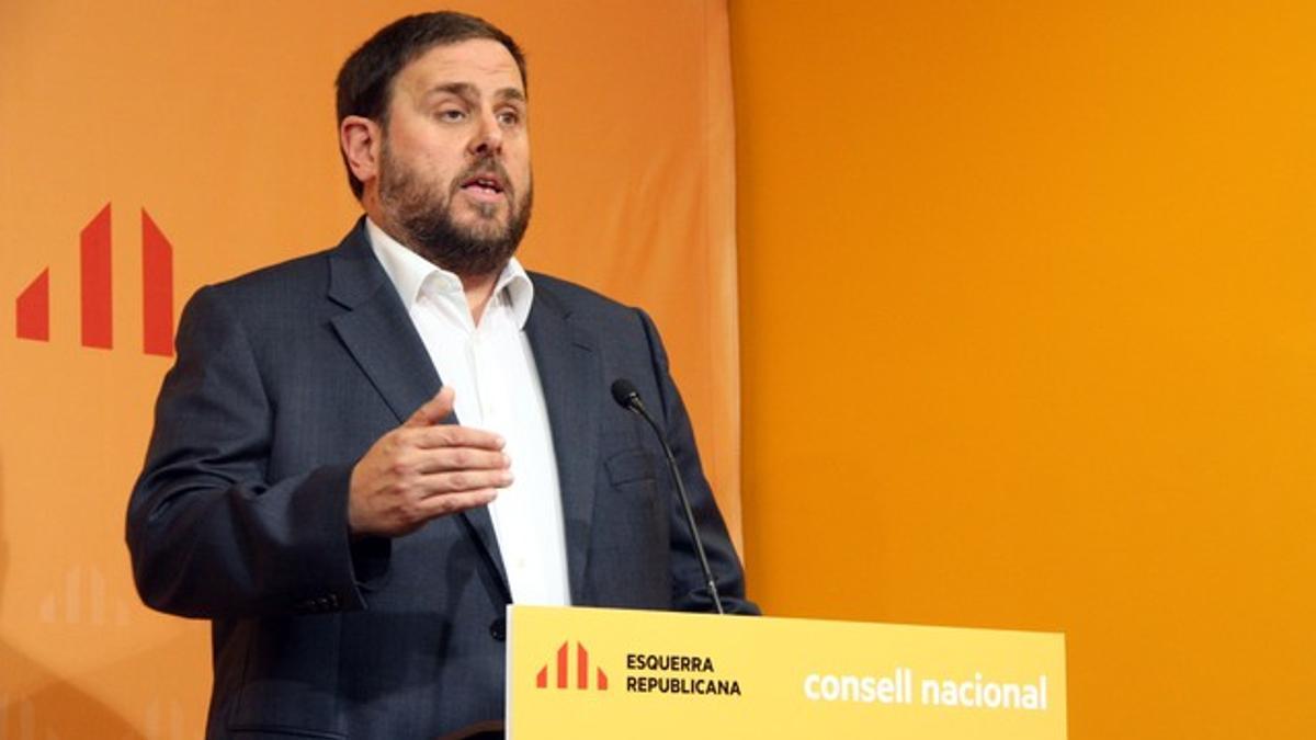 Oriol Junqueras, durante su intervención en un consejo nacional de ERC.