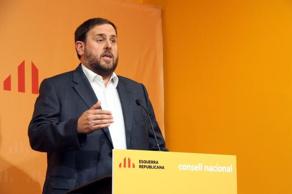 Oriol Junqueras, durant la seva intervenció al Consell Nacional d’ERC, aquest dissabte. Oriol Junqueras, durant la seva intervenció al Consell Nacional d’ERC, aquest dissabte.