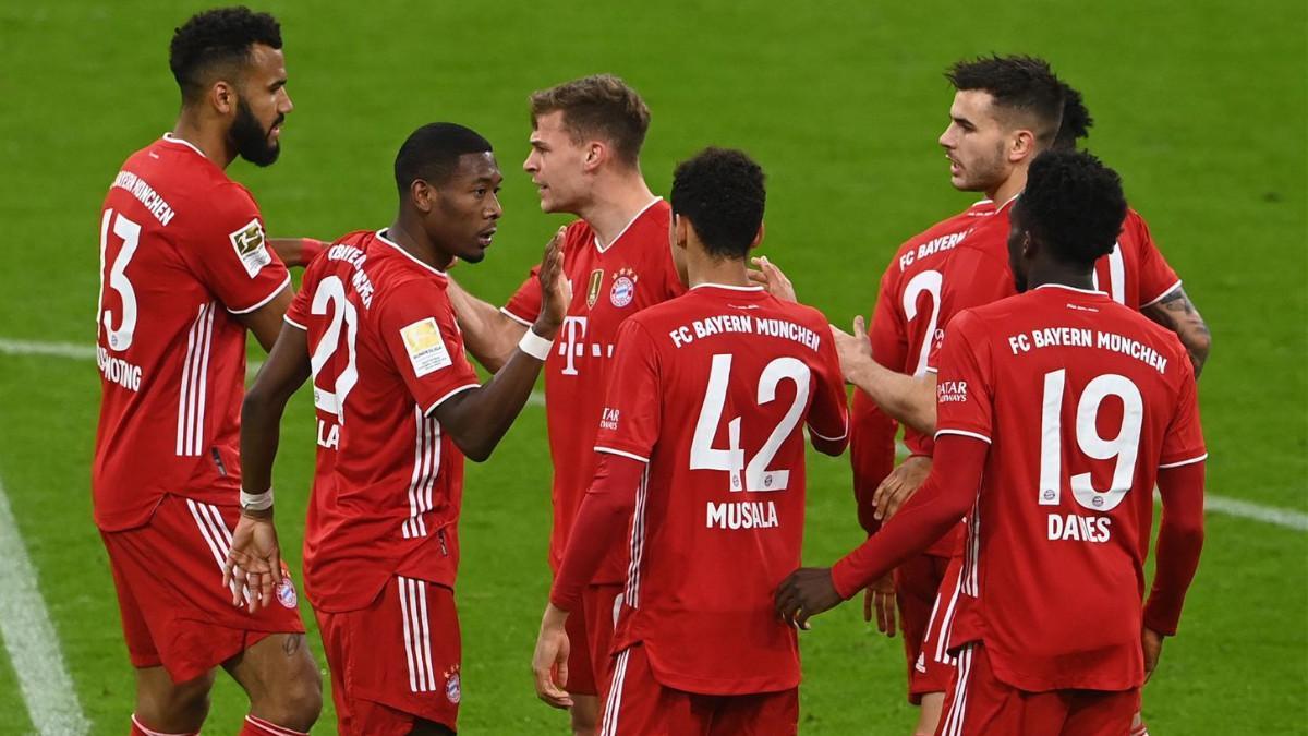 El Bayern celebra uno de los goles ante el Leverkusen