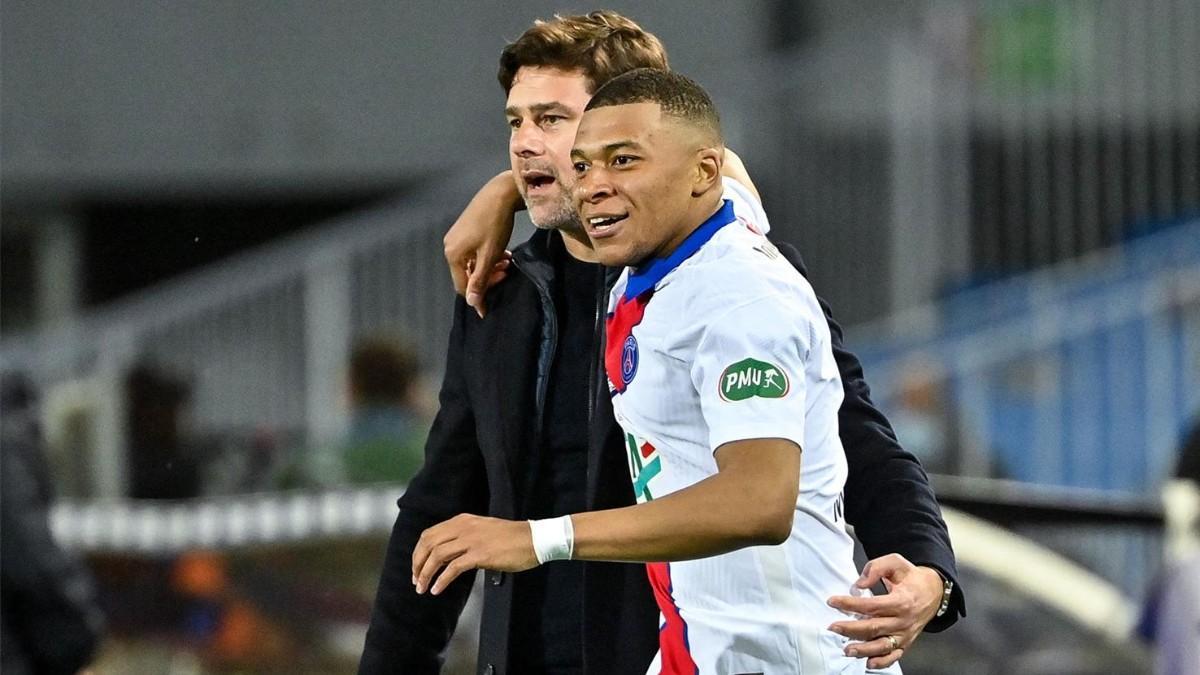 Mbappé celebró su segundo gol con Pochettino