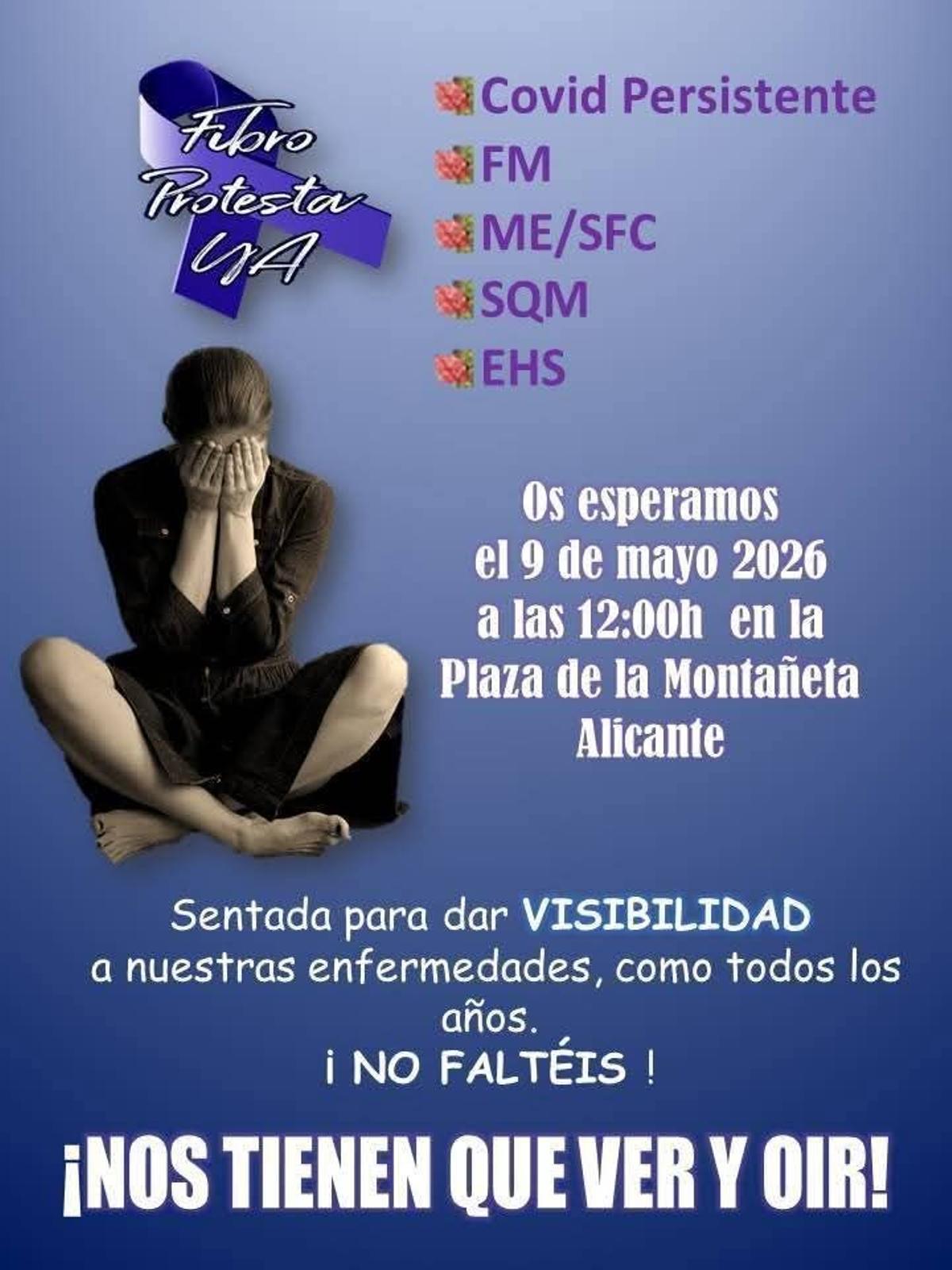 Cartel de la sentada que se celebra este sábado en la plaza de la Montañeta de Alicante
