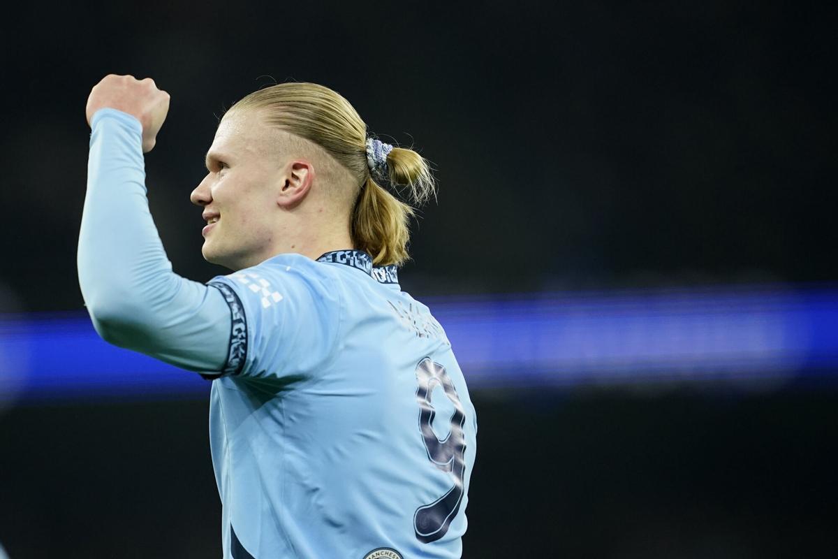 Haaland celebra su gol ante el Madrid
