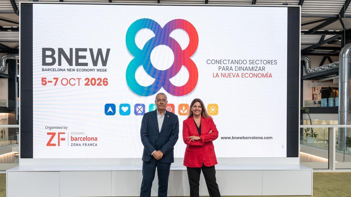 Pere Navarro, presidente ejecutivo del CZFB, y Blanca Sorigué, directora general del Consorci de la Zona Franca de Barcelona (CZFB)