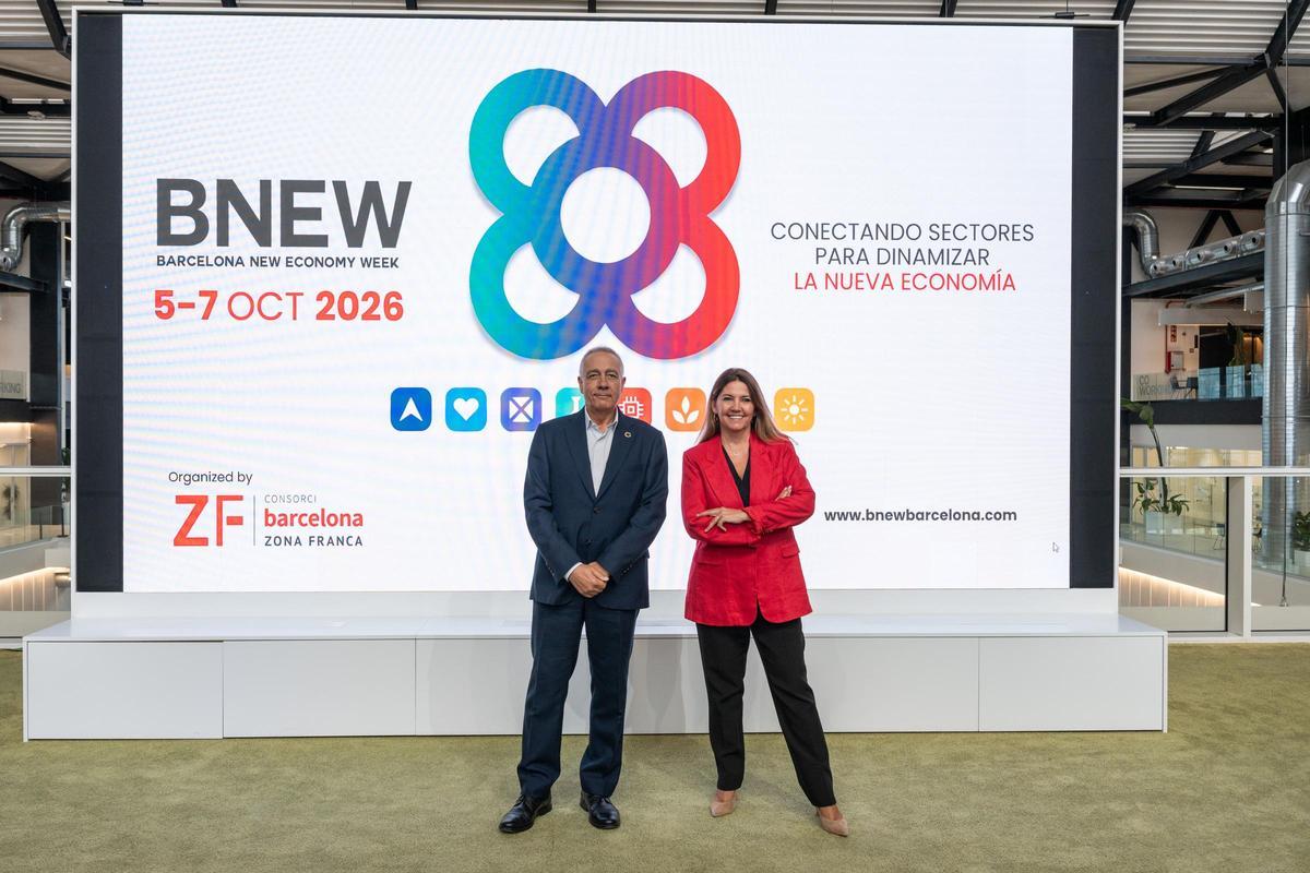 Pere Navarro, president executiu del CZFB, i Blanca Sorigué, directora general del Consorci de la Zona Franca de Barcelona (CZFB)