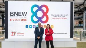Pere Navarro, president executiu del CZFB, i Blanca Sorigué, directora general del Consorci de la Zona Franca de Barcelona (CZFB)
