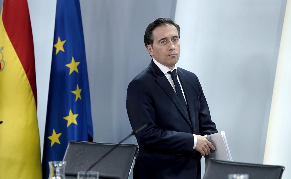 El ministro de Asuntos Exteriores, Unión Europea y Cooperación, José Manuel Albares, este martes en rueda de prensa posterior al Consejo de Ministros.