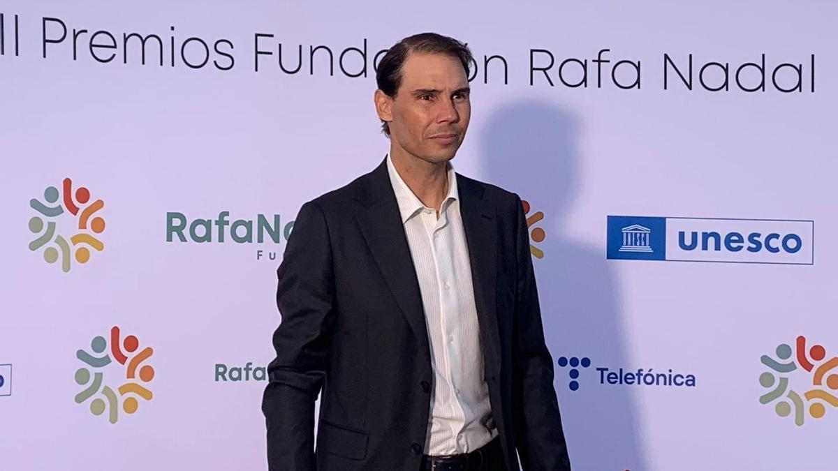 Rafa Nadal posando antes de la entrega de los III Premios de la Fundación Rafa Nadal