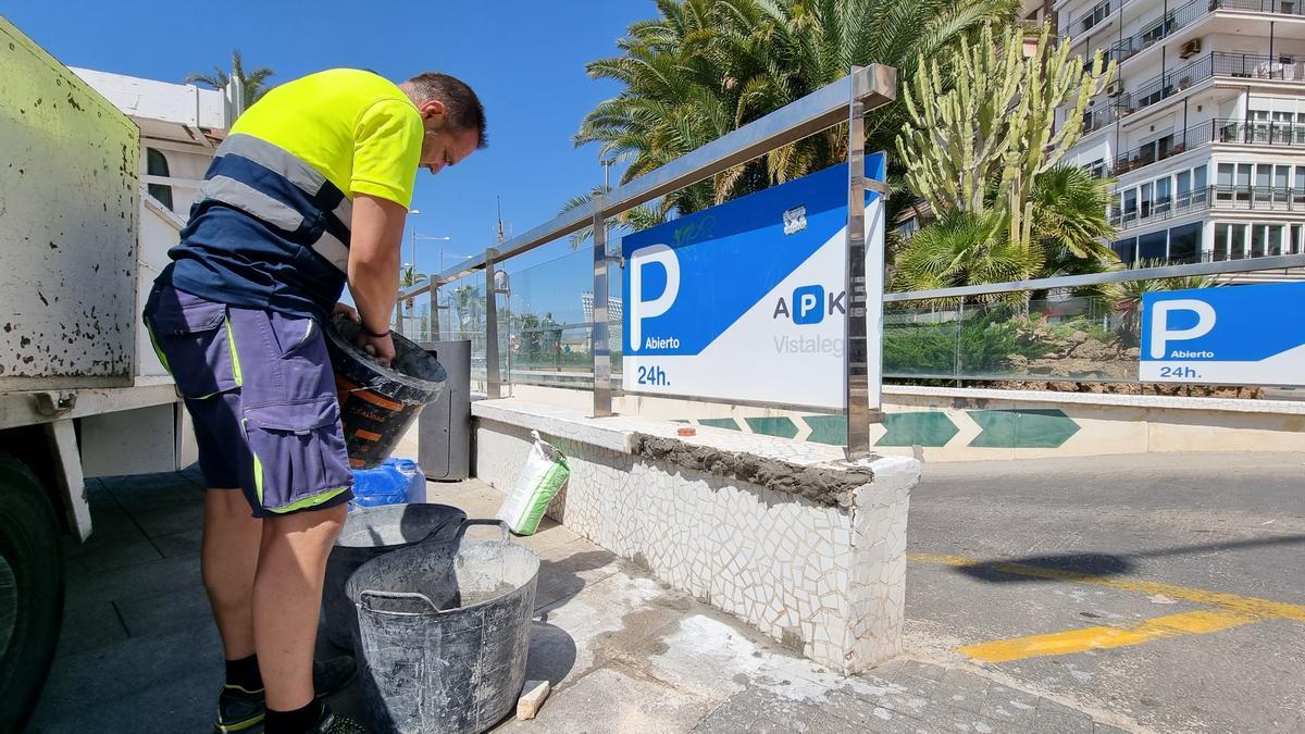 Trabajos de reparación en la vía pública asumidos por el Ayuntamiento en instalaciones de la adjudicataria del aparcamiento del paseo Vista Alegre