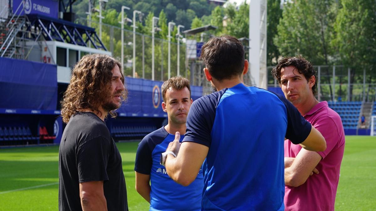 Puyol, de visita en el campo de entrenamiento del Andorra el pasado 10 de agosto.