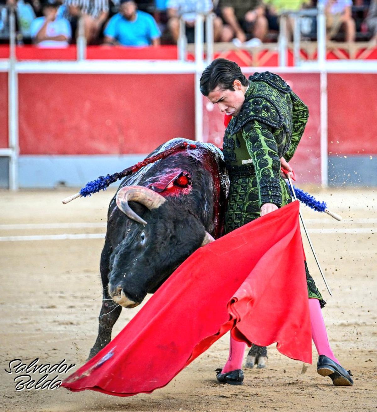 Alberto Donaire en un extraordinario natural a un novillo de Dolores Aguierre en Calasparra.
