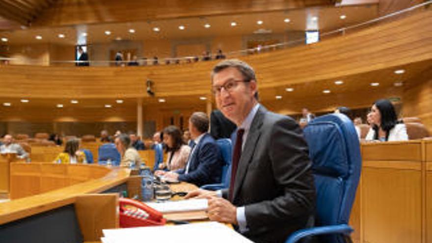 Feijóo, esta mañana, en la sesión de control del Parlamento.