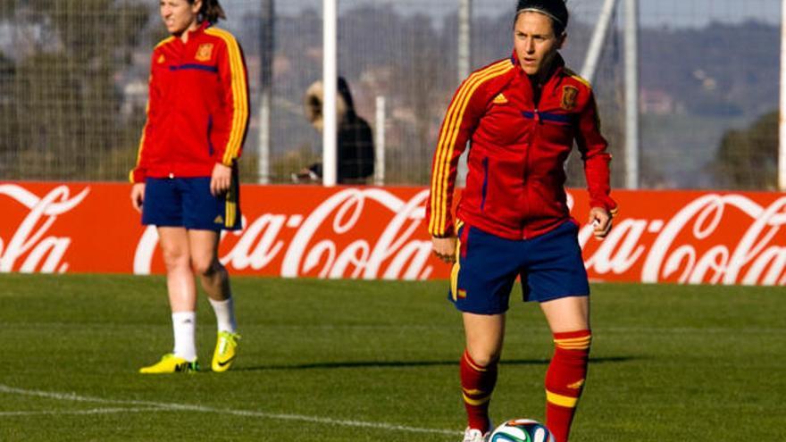 Verónica Boquete en un entrenamiento de la selección española // Marcos León