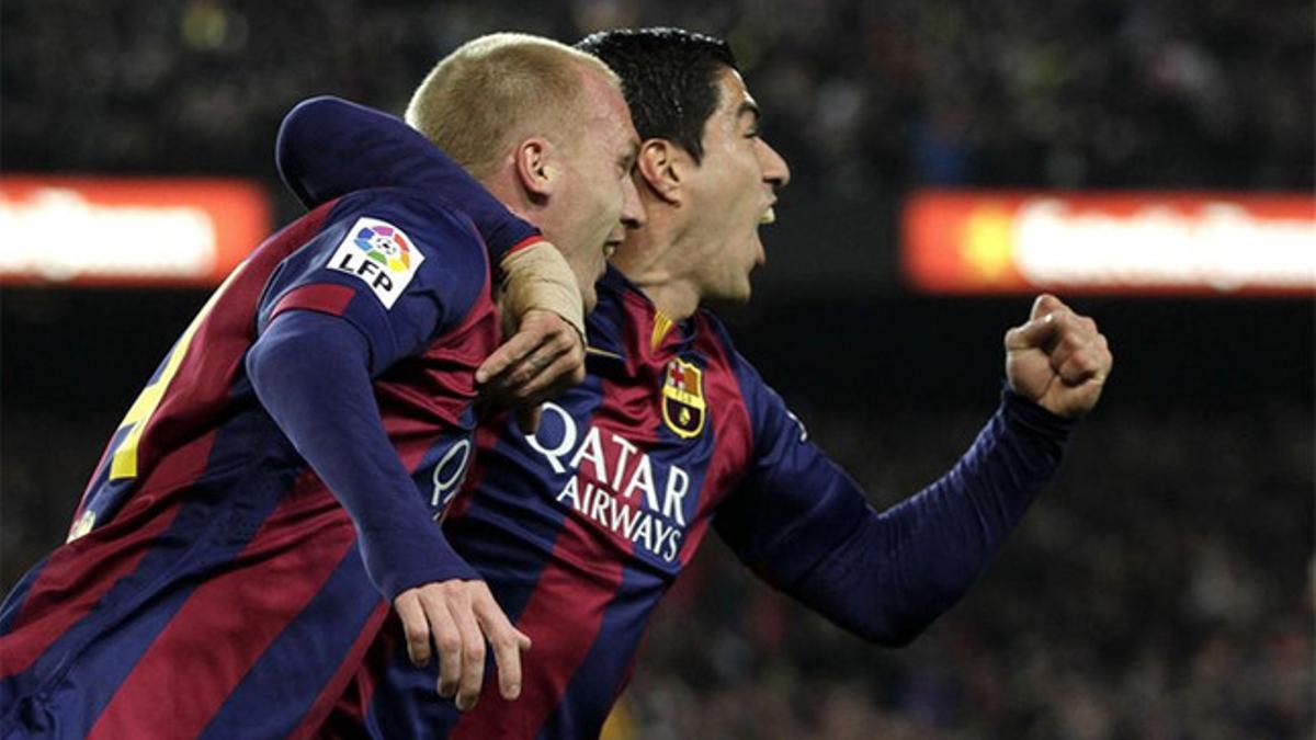 Jeremy Mathieu y Luis Suárez, los autores de los dos goles del FC Barcelona frente al Real Madrid