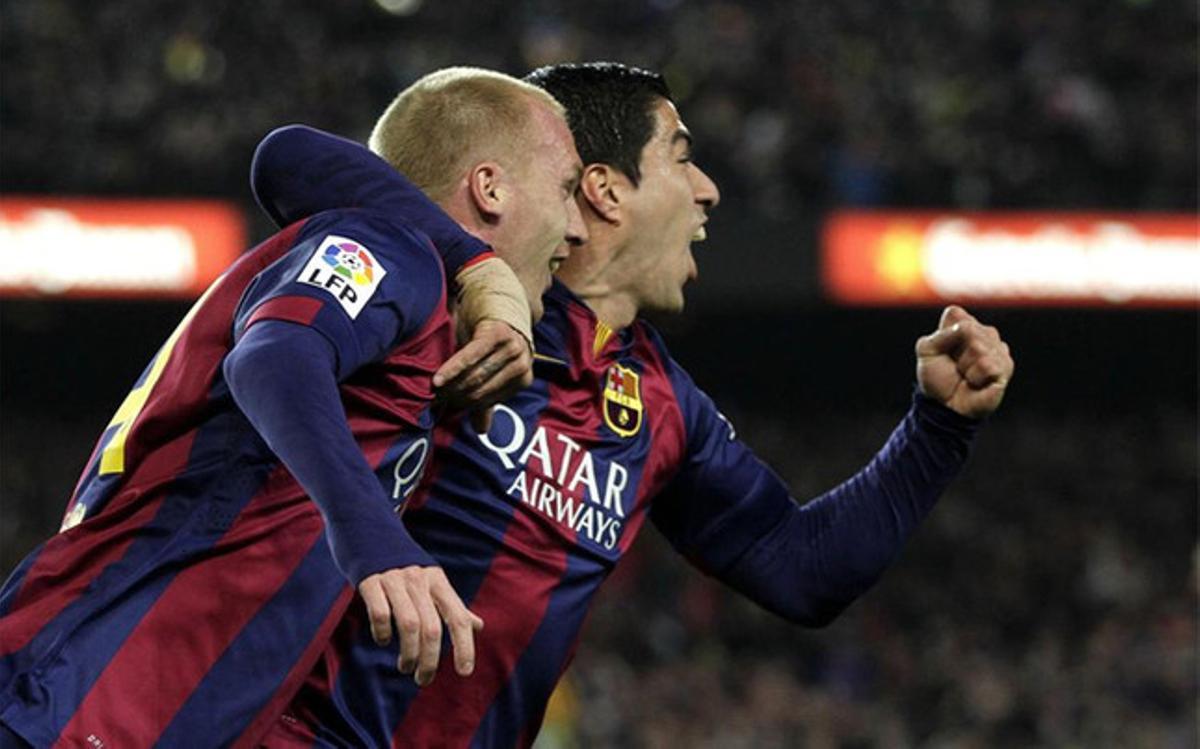 Jeremy Mathieu y Luis Suárez, los autores de los dos goles del FC Barcelona frente al Real Madrid
