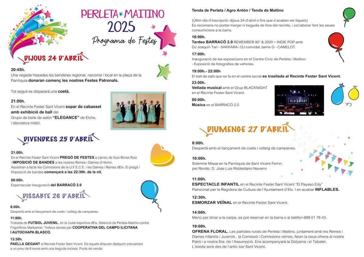 Programa de las fiestas de Perleta-Maitino 2025